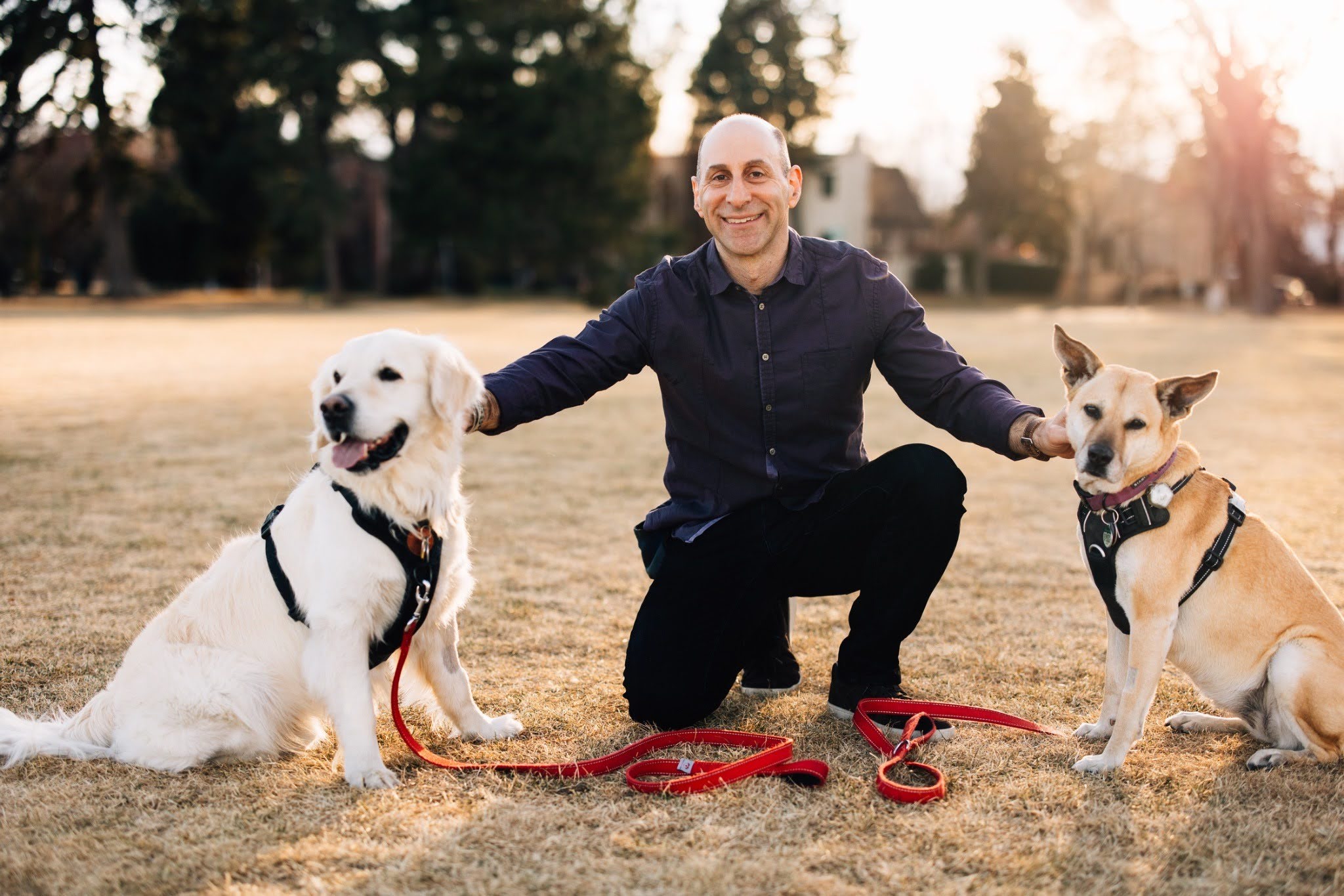 Adam Mizel with his dogs